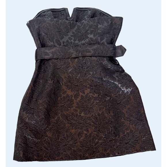 FREE PEOPLE Show Stopper Black Jacquard Mini Dress Size 10 - Picture 5 of 7